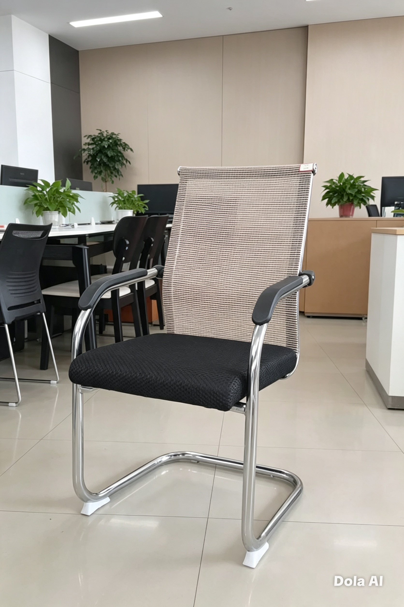 Mesh Cantilever Office Chair — Breathable Seat & Back, No Wheels
