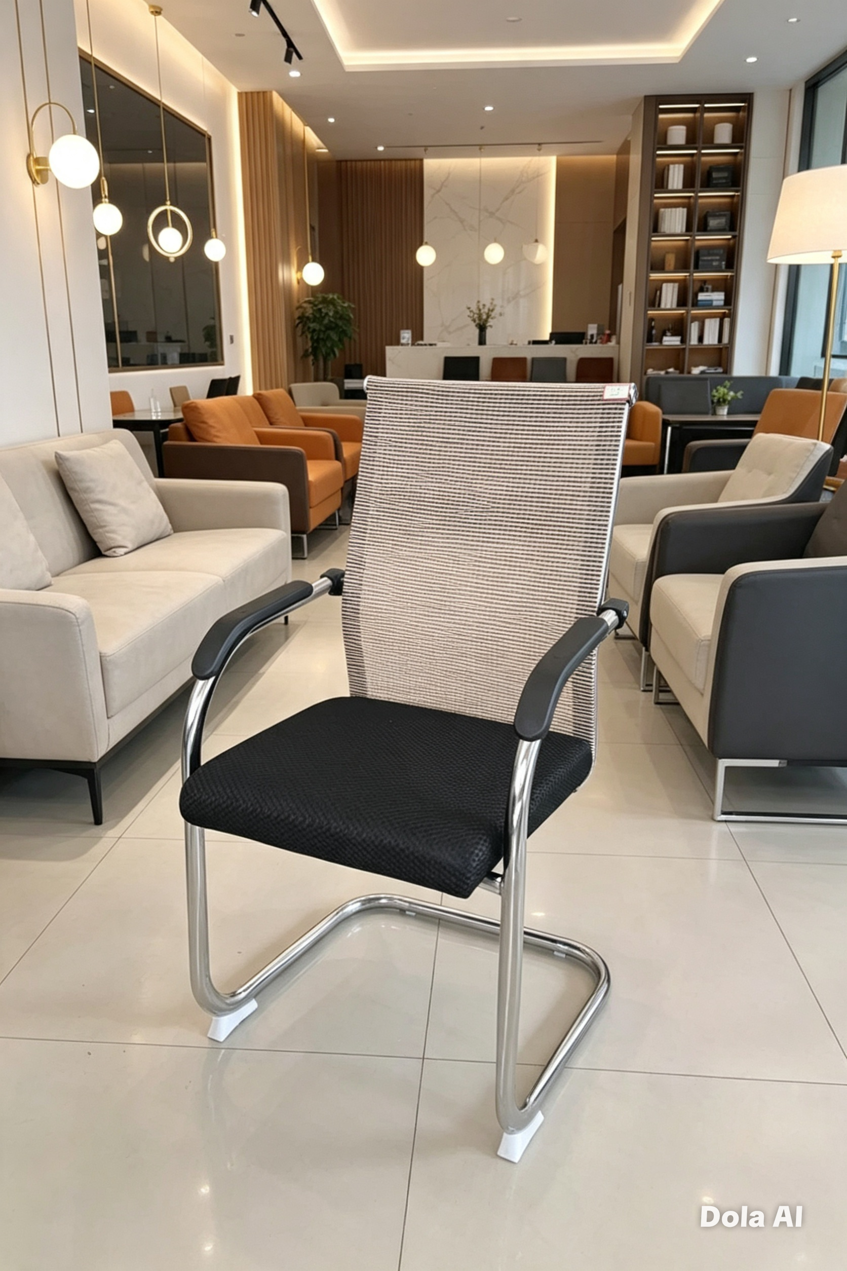 Mesh Cantilever Office Chair — Breathable Seat & Back, No Wheels