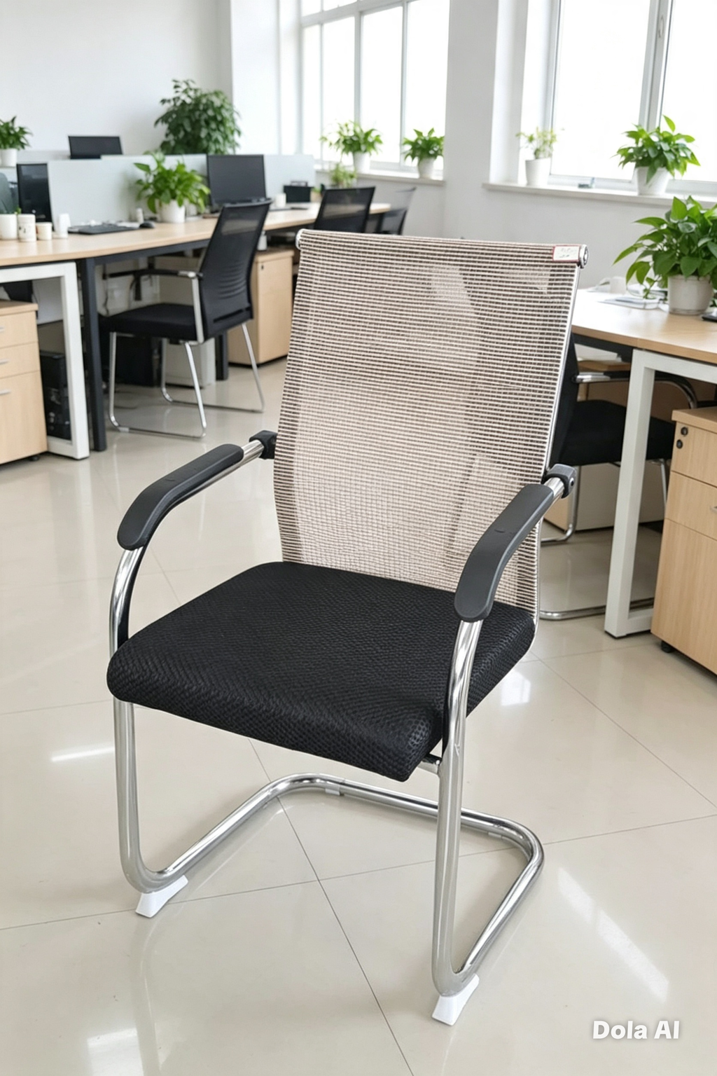 Mesh Cantilever Office Chair — Breathable Seat & Back, No Wheels