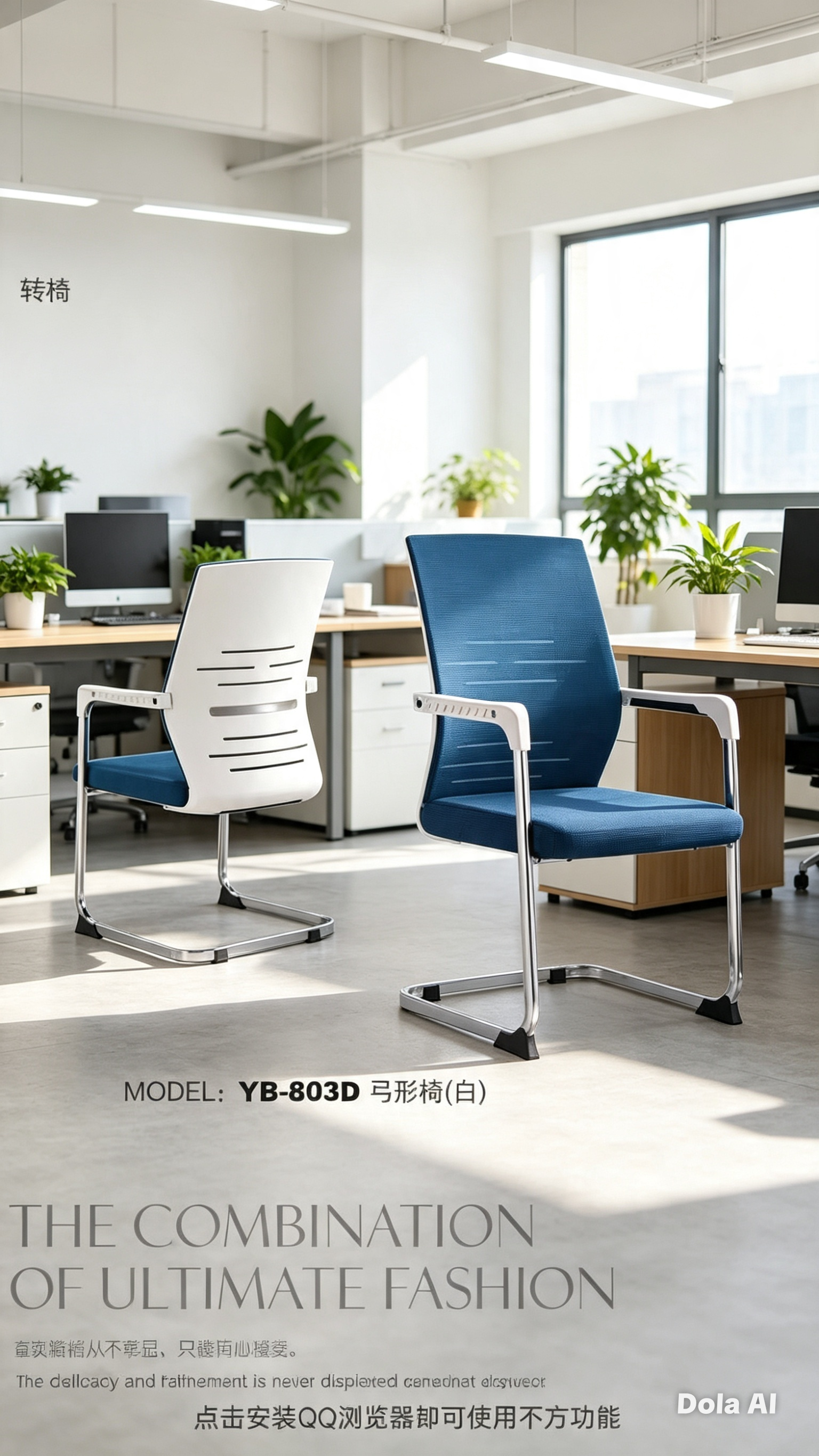 Modern Cantilever Office Chair YB-803D — Breathable Mesh &amp; Ergonomic Backrest Conference &amp; Guest Chair