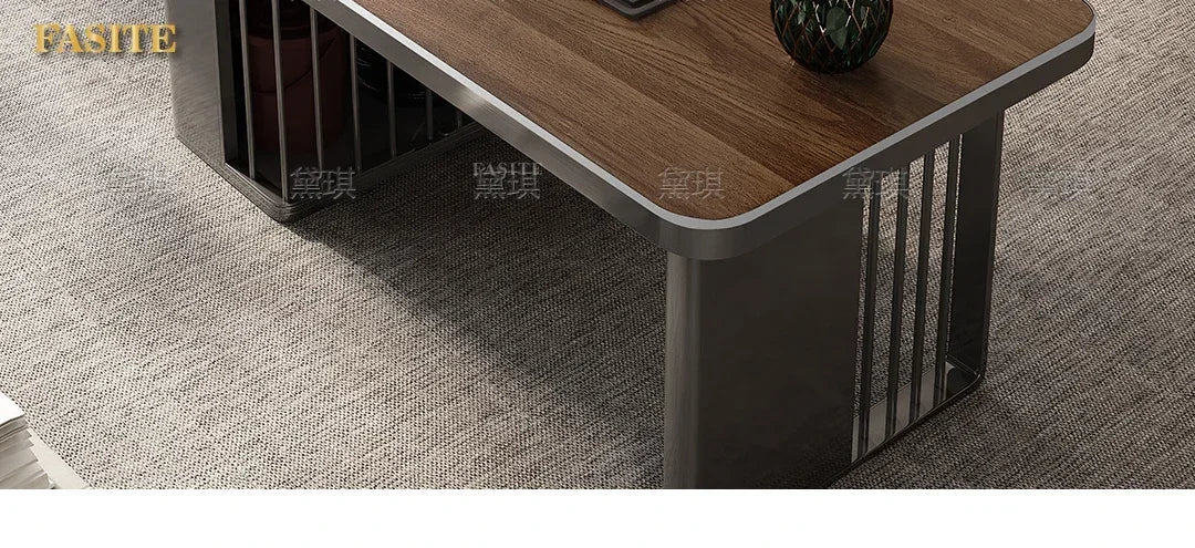 Light luxury wood grain rock slab multi-functional tea table