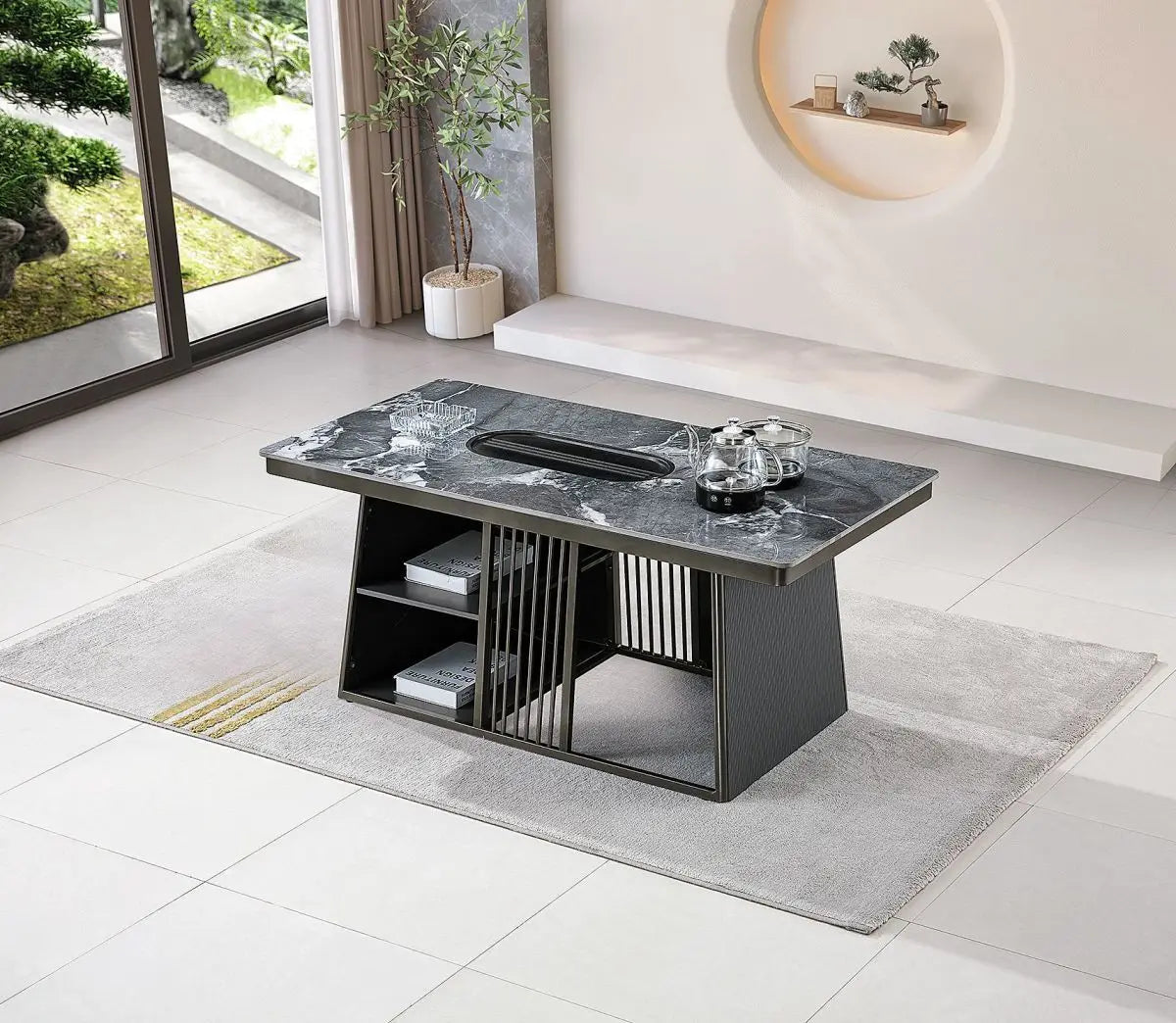 Modern business small apartment office reception tea table living room home affordable simple rock slab kung fu tea table set