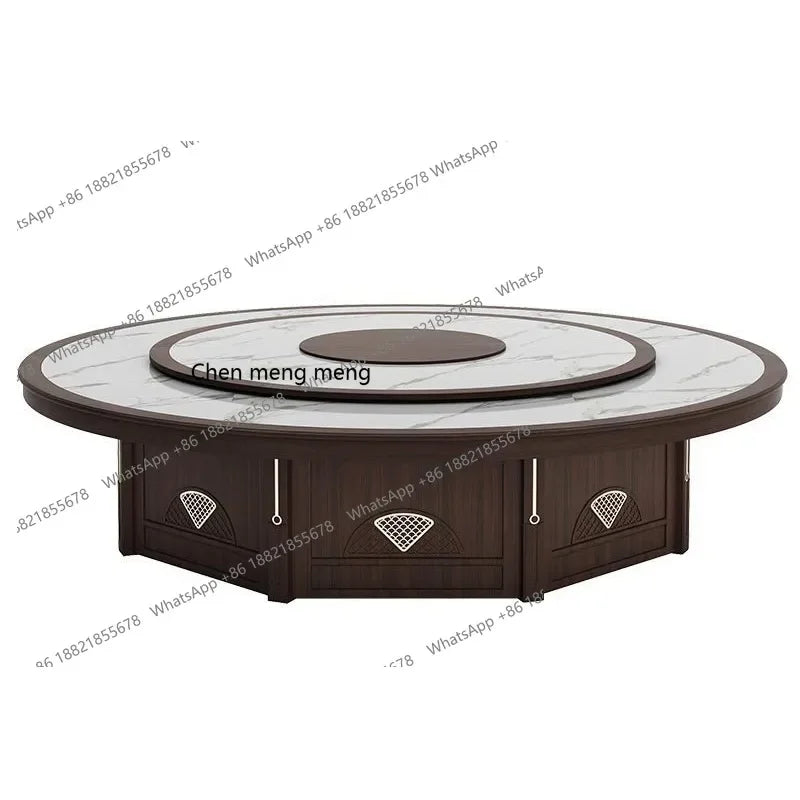 X  Hotel electric, large round table new Chinese solid wood slate, restaurant, dining table