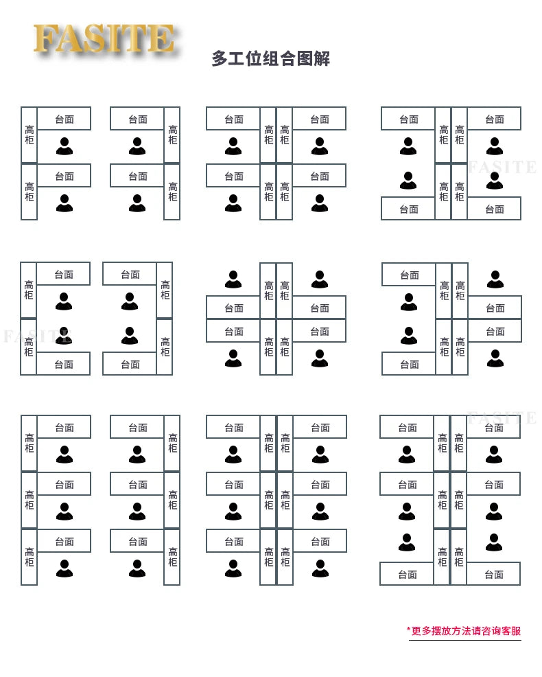 Desk Staff Open Area Seat Combination 2/4/6 Seat Staff Desk and Chair