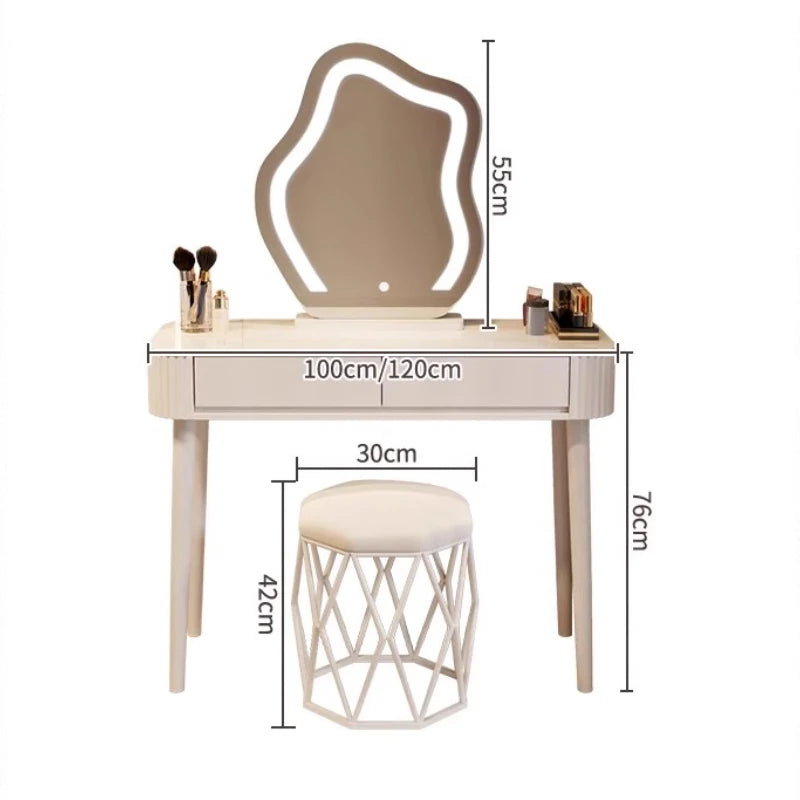 Dressing Table Makeup Vanities Bedroom Table Mirror And Chair Stool Toilet Stand Drawer Cabinet Komode House Furniture