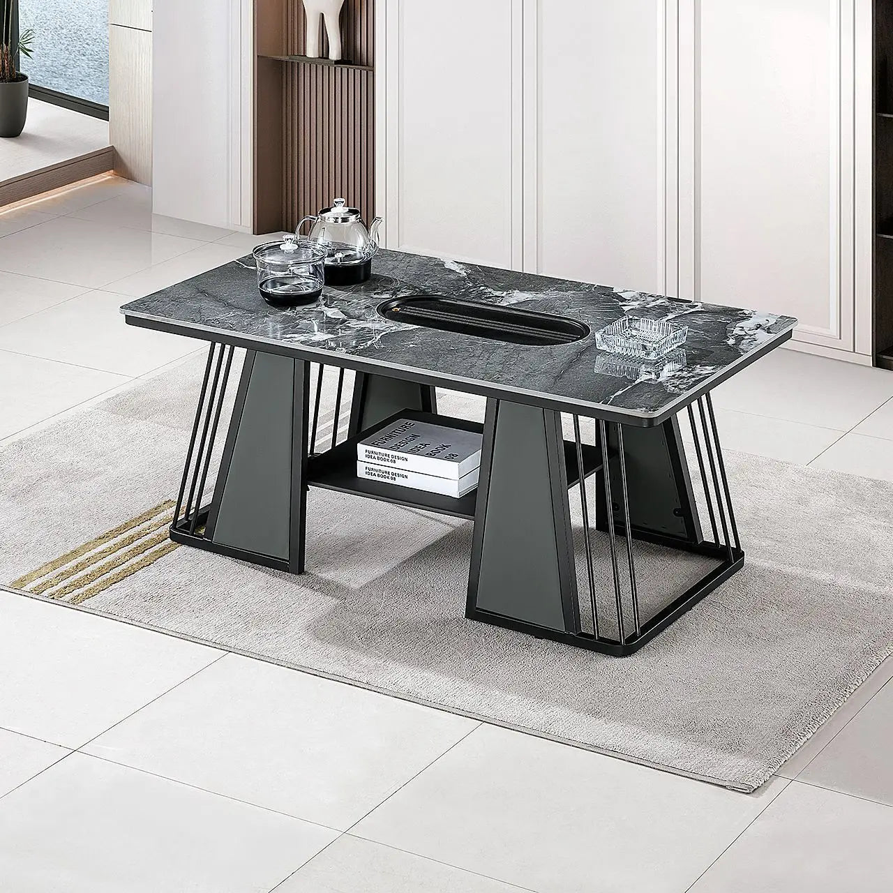 Modern business small apartment office reception tea table living room home affordable simple rock slab kung fu tea table set