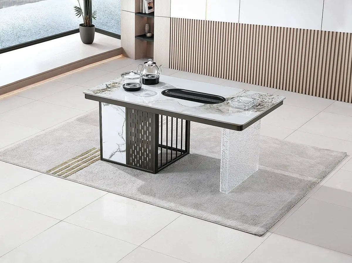 Modern business small apartment office reception tea table living room home affordable simple rock slab kung fu tea table set