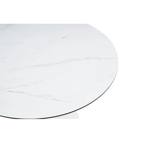 White Round Dining Table, Modern Tulip Kitchen Table,Mid-Century Leisure Table for Small Places, Dining Room, Living Room, Cafe