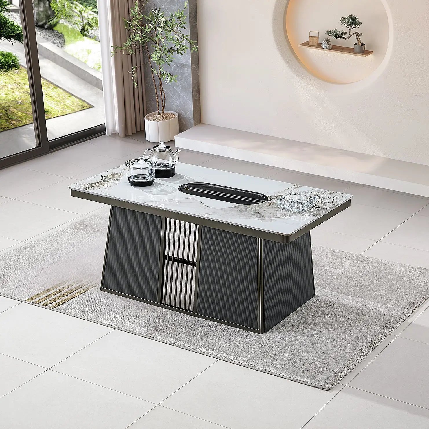 Modern business small apartment office reception tea table living room home affordable simple rock slab kung fu tea table set