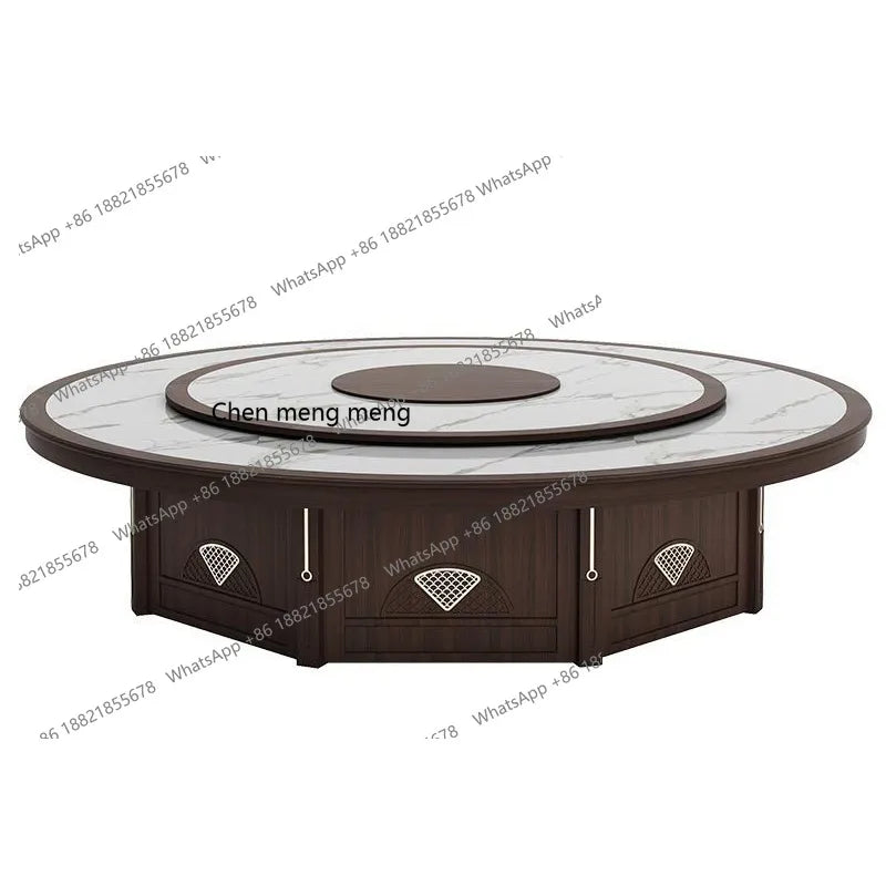 X  Hotel electric, large round table new Chinese solid wood slate, restaurant, dining table