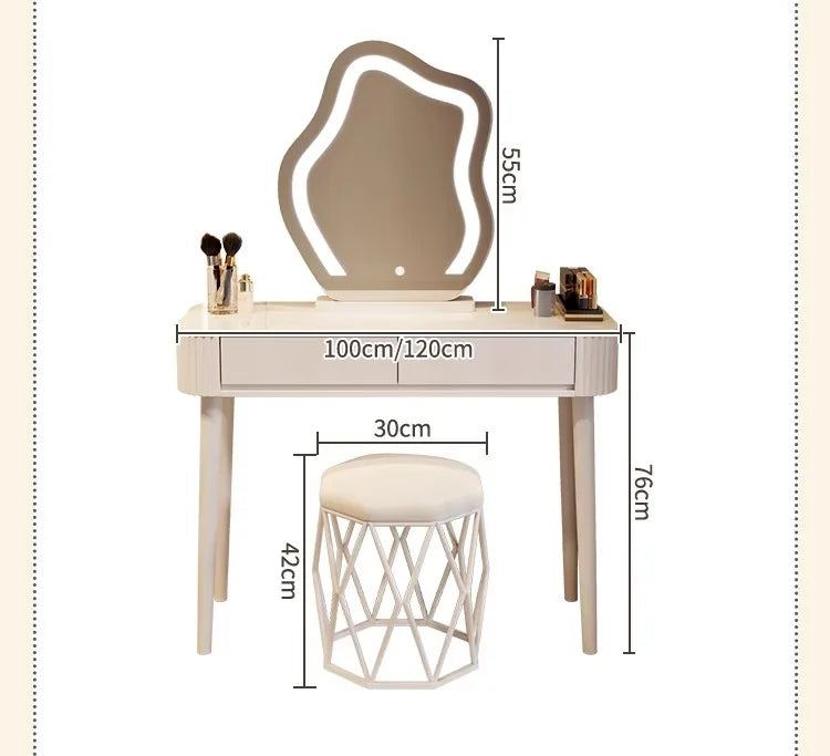Dressing Table Makeup Vanities Bedroom Table Mirror And Chair Stool Toilet Stand Drawer Cabinet Komode House Furniture