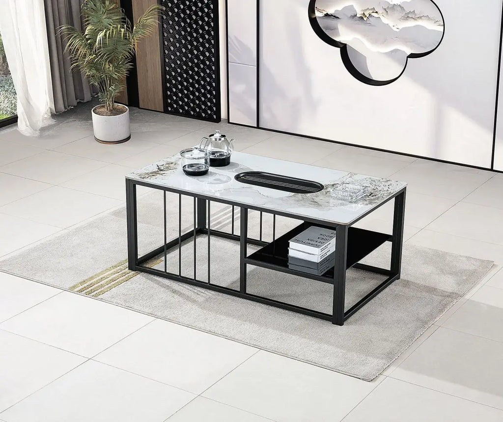 Modern business small apartment office reception tea table living room home affordable simple rock slab kung fu tea table set