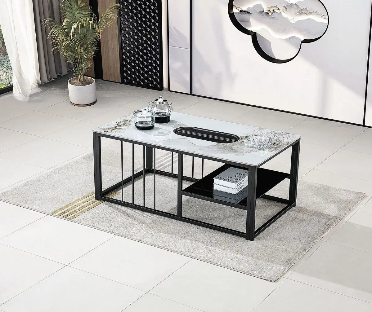 Modern business small apartment office reception tea table living room home affordable simple rock slab kung fu tea table set