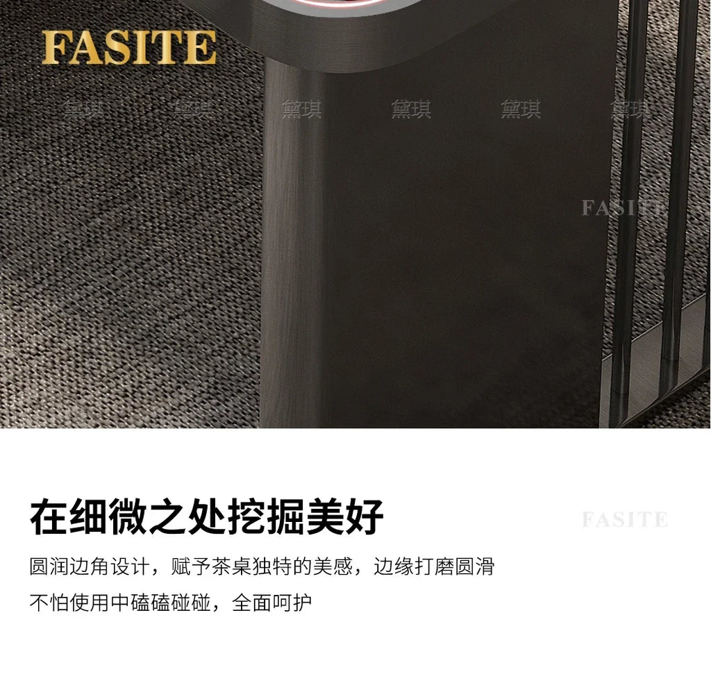 Light luxury wood grain rock slab multi-functional tea table