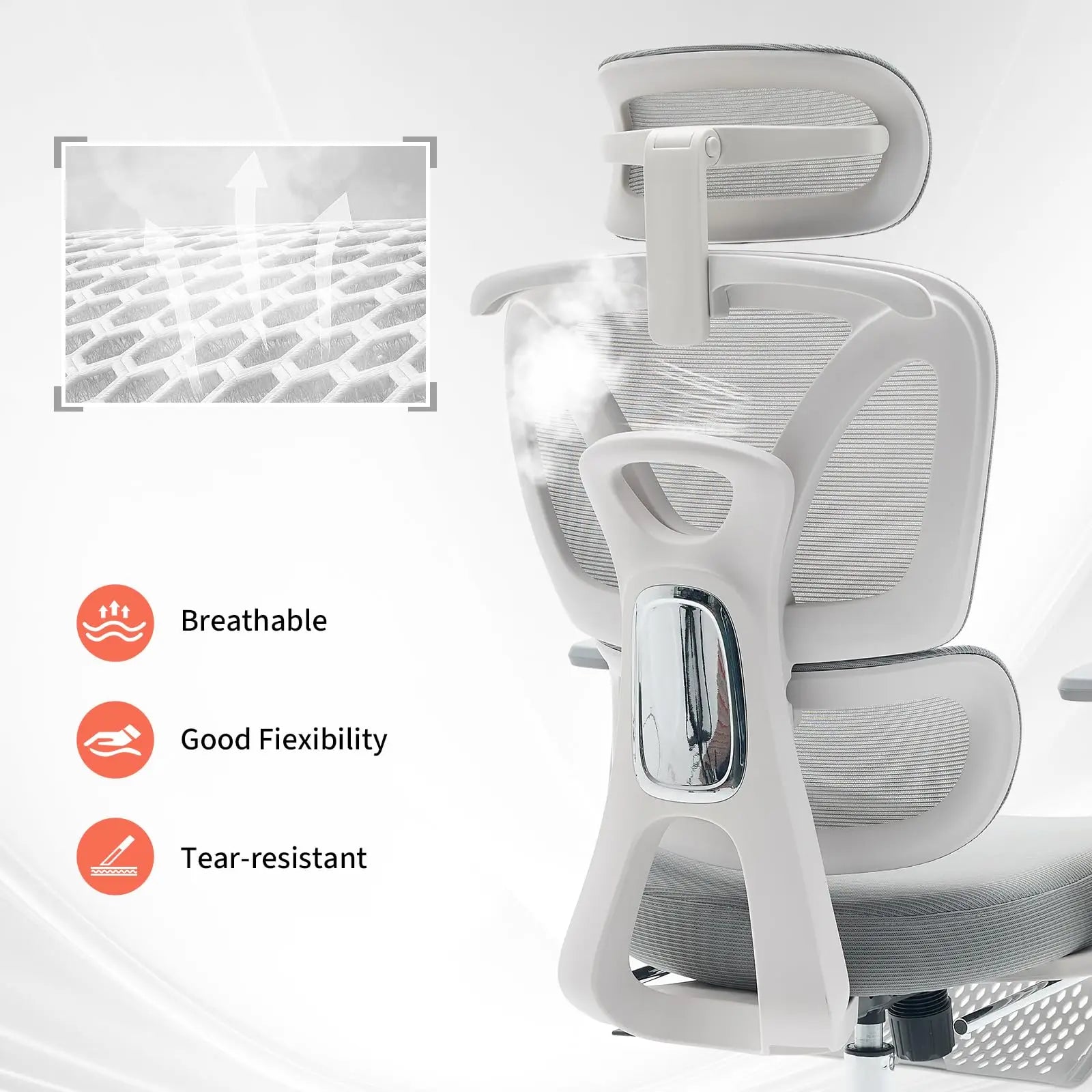 Ergonomic Mesh Office Chair High Back Adjustable Lumbar Support 3D Armrest Headrest Footrest Swivel Chair for Office Home Gaming