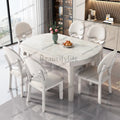Microcrystalline stone dining table household solid wood variable round telescopic modern simplicity