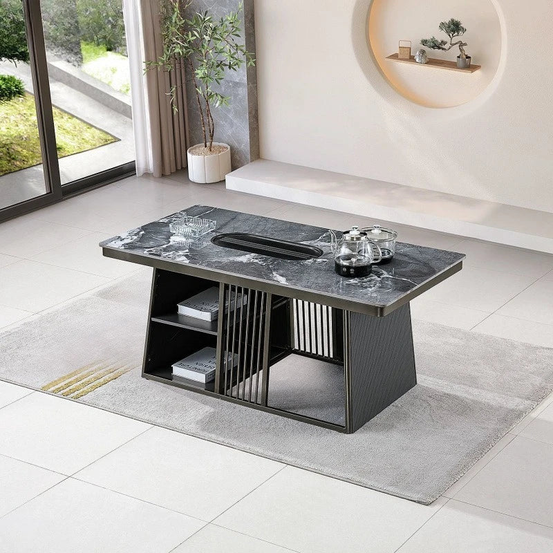 Modern business small apartment office reception tea table living room home affordable simple rock slab kung fu tea table set