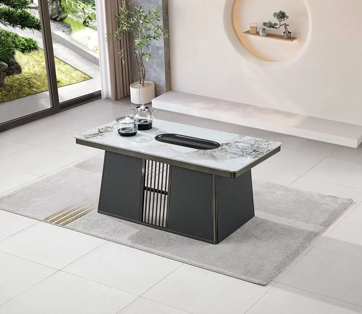 Modern business small apartment office reception tea table living room home affordable simple rock slab kung fu tea table set