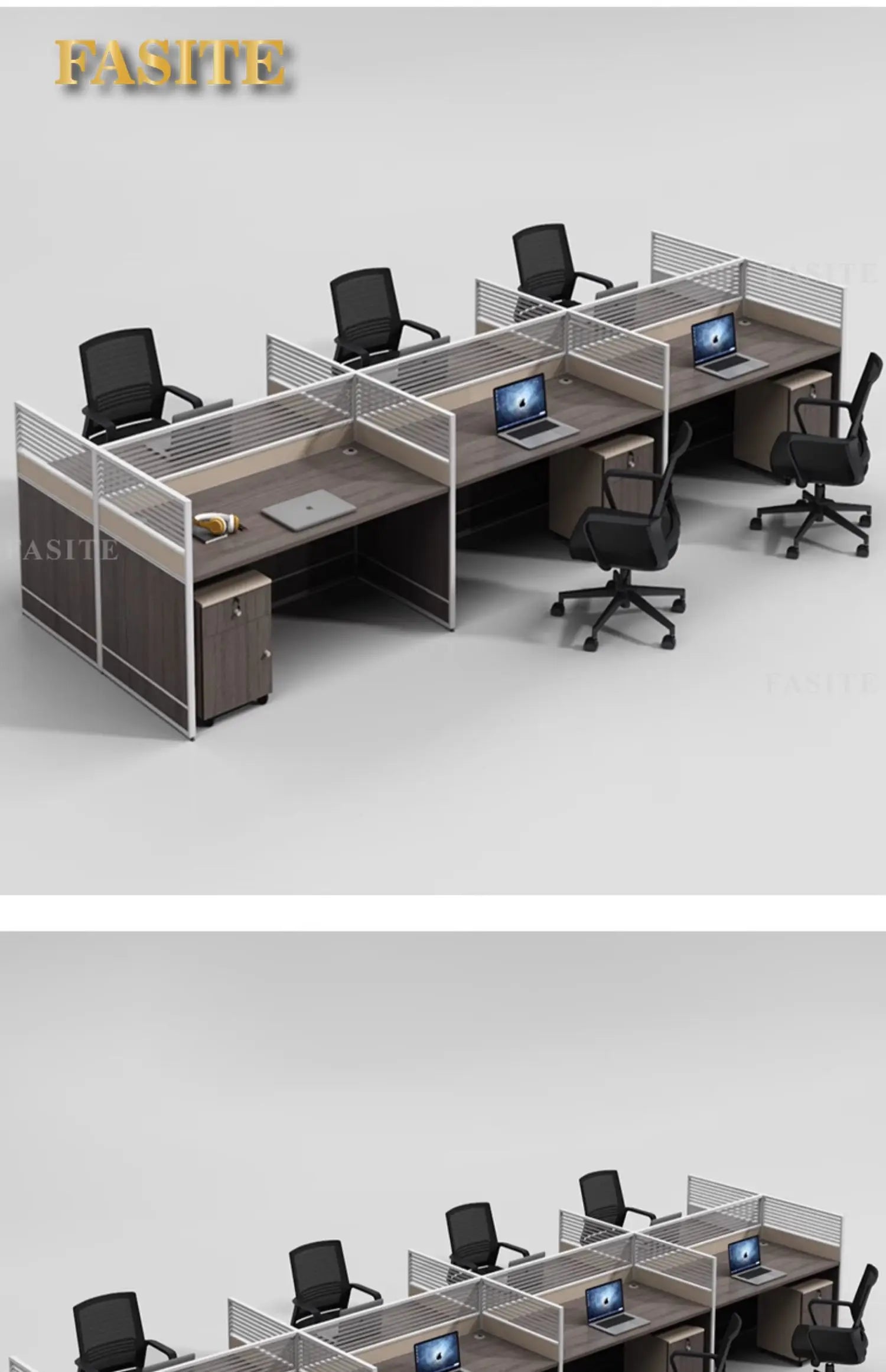 Desk Staff Open Area Seat Combination 2/4/6 Seat Staff Desk and Chair