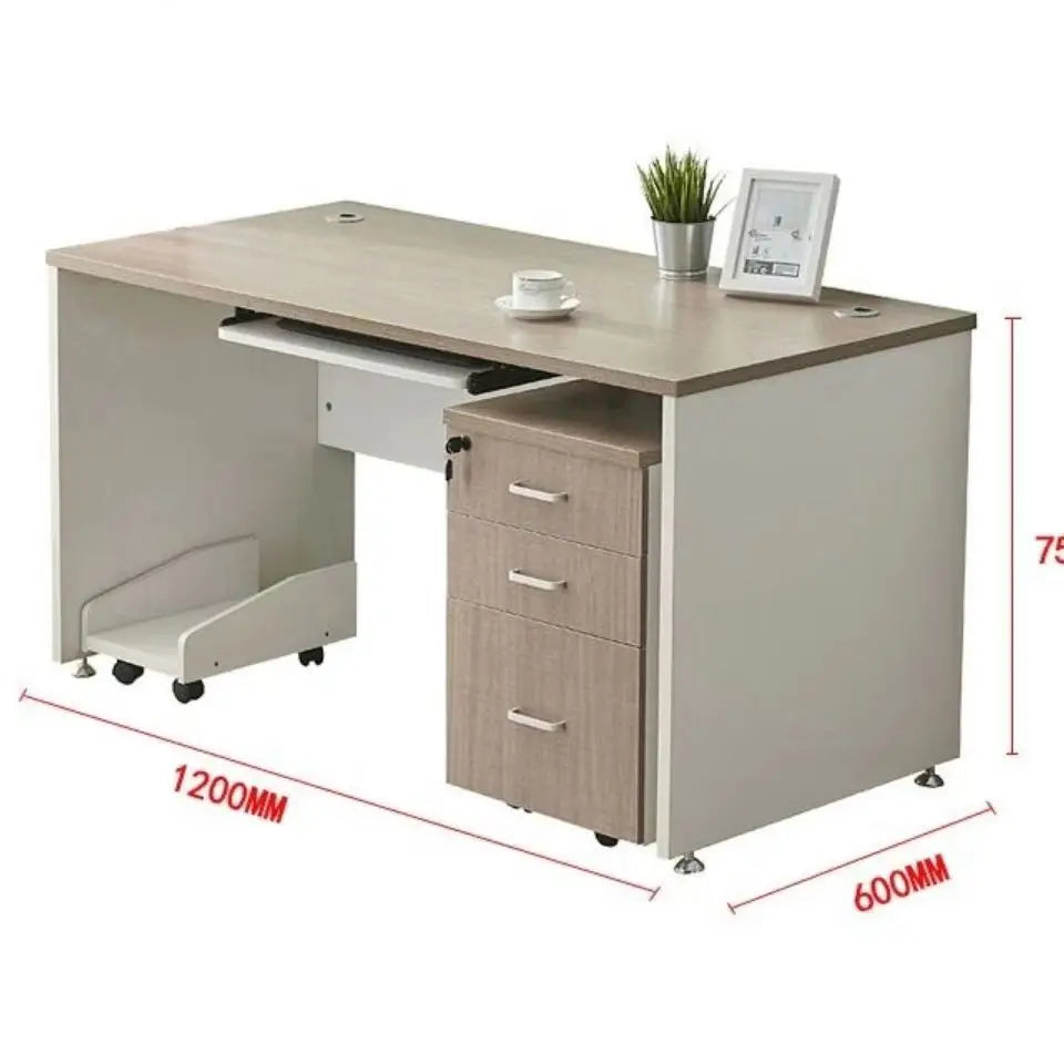 Modern Simple Wooden Single Office Computer Desk with Drawer Storage Cabinet Combination for Home Office