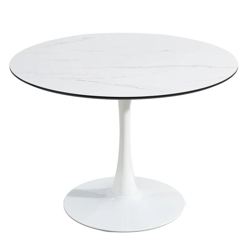 White Round Dining Table, Modern Tulip Kitchen Table,Mid-Century Leisure Table for Small Places, Dining Room, Living Room, Cafe