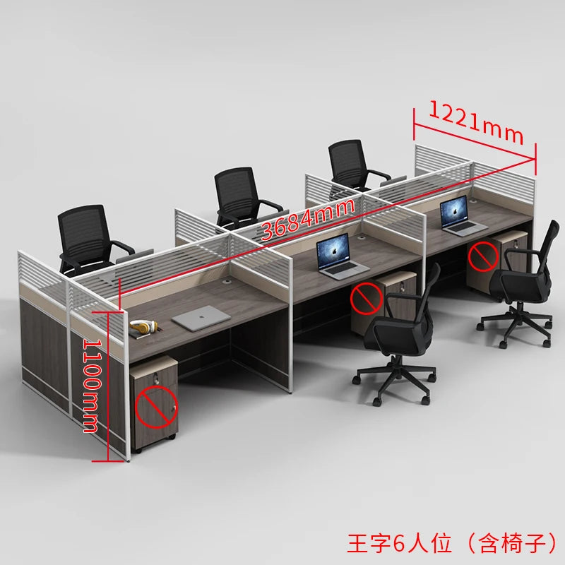 Desk Staff Open Area Seat Combination 2/4/6 Seat Staff Desk and Chair