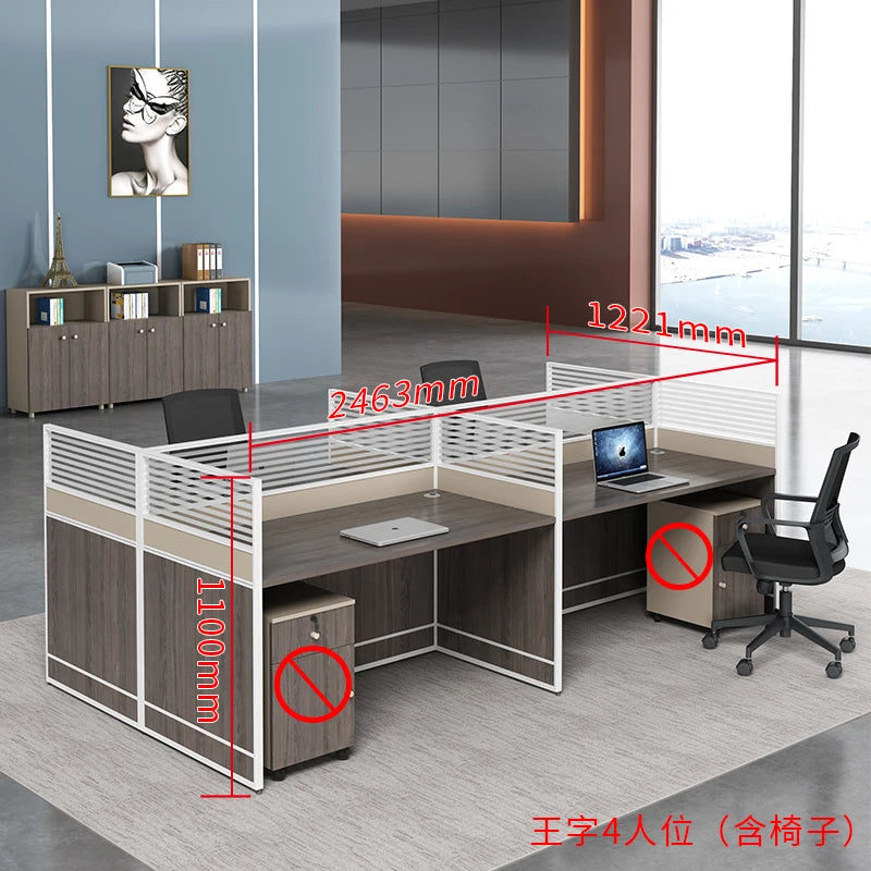 Desk Staff Open Area Seat Combination 2/4/6 Seat Staff Desk and Chair