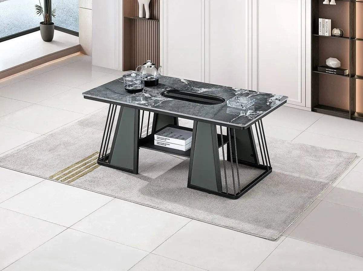 Modern business small apartment office reception tea table living room home affordable simple rock slab kung fu tea table set