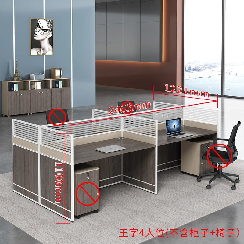 Desk Staff Open Area Seat Combination 2/4/6 Seat Staff Desk and Chair