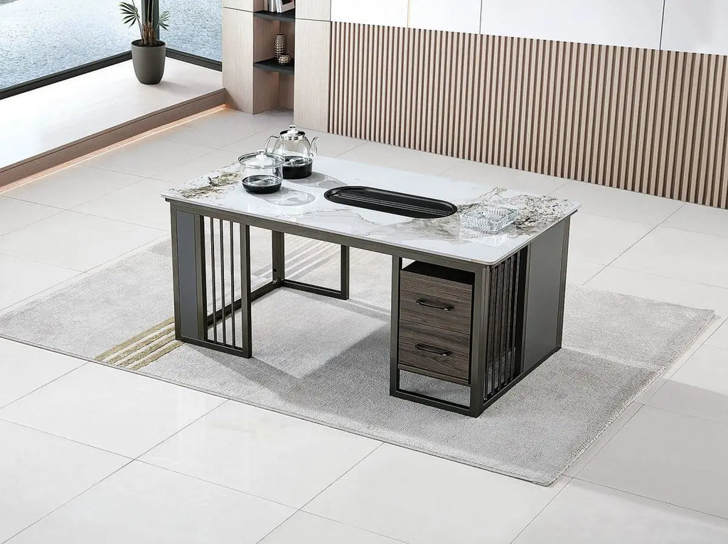 Modern business small apartment office reception tea table living room home affordable simple rock slab kung fu tea table set