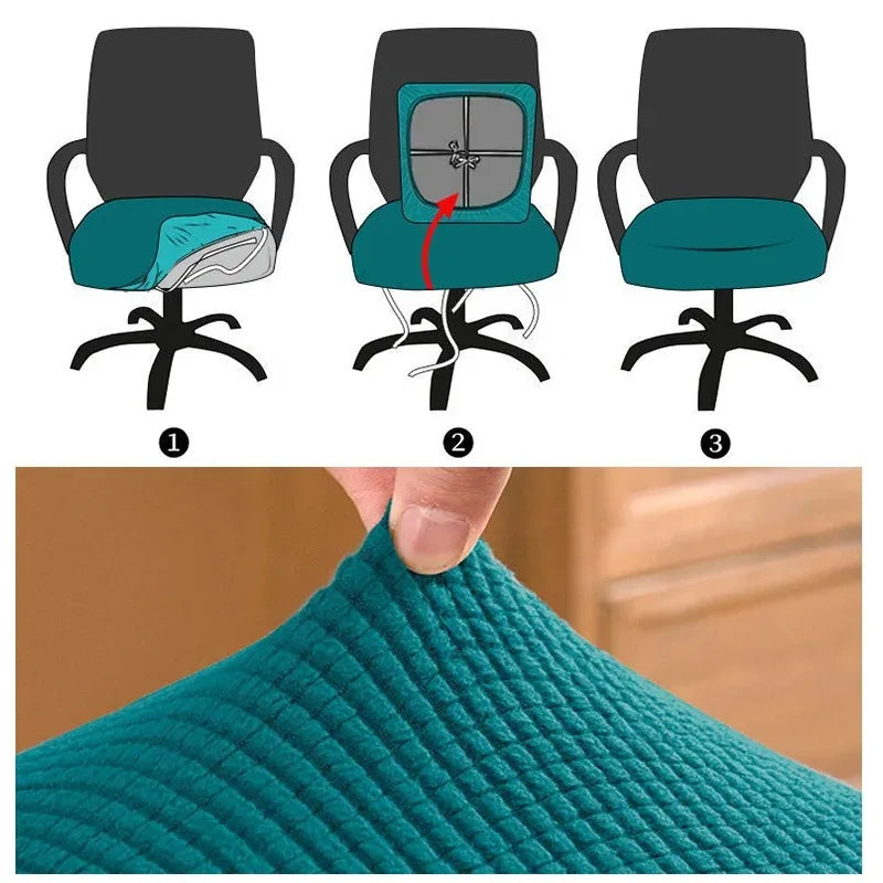 1Pc Jacquard Solid Colour Gaming Chair Cover Universal Thickened Elastic Non-slip Office Chair Cover Spandex Split Chair Cover