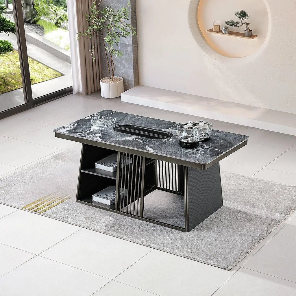 Modern business small apartment office reception tea table living room home affordable simple rock slab kung fu tea table set
