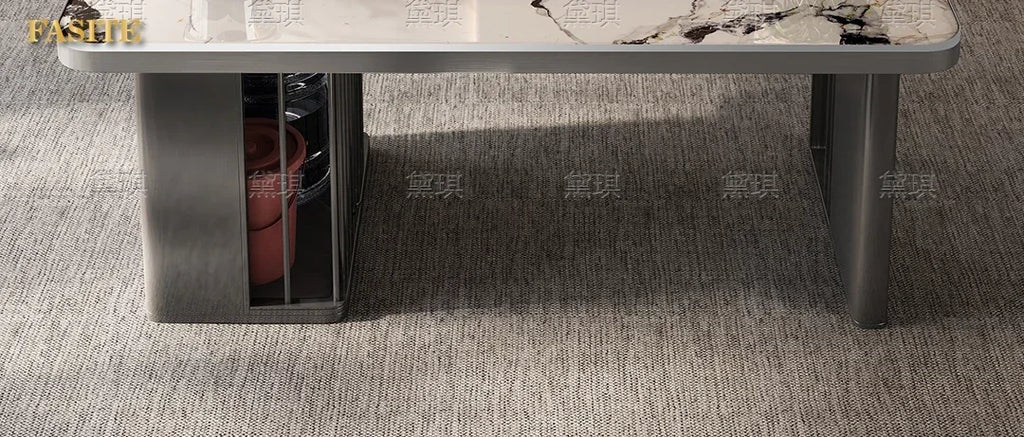 Light luxury wood grain rock slab multi-functional tea table
